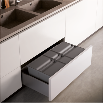 9XL Система хранения в базу 900, H.277мм (ведра: 1х11л,1х26л,1х26л с разделителем), отделка орион с