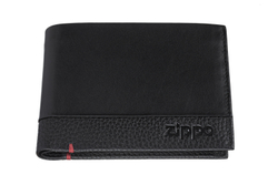 Качественное горизонтальное мужское портмоне чёрное из высококачественной натуральной кожи с защитой от сканирования RFID ZIPPO 2006021