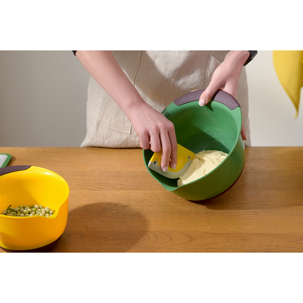 Скребок для теста 2 в 1 hilly, 10,7х8 см, светло-серый/желтый