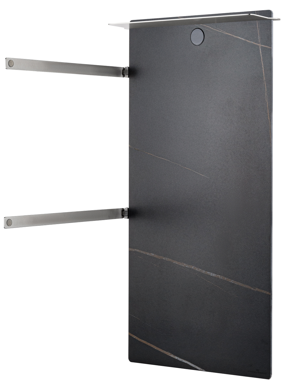 Полотенцесушитель электрический с каменной плитой Черный мрамор WONZON & WOGHAND STUTTGART, Брашированный никель (WW-A504-BR)