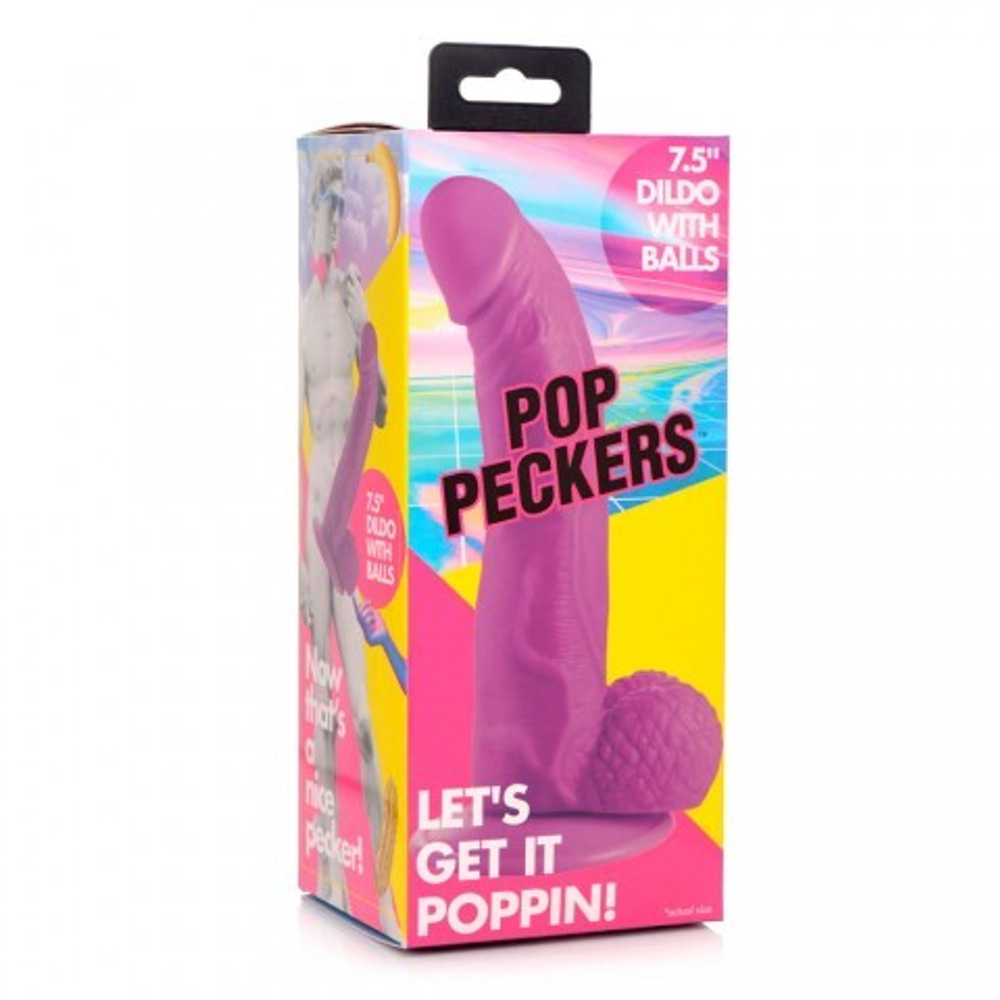 Реалистичный фаллоимитатор Pop Peckers With Balls (21,5×4,5 см) фиолетовый