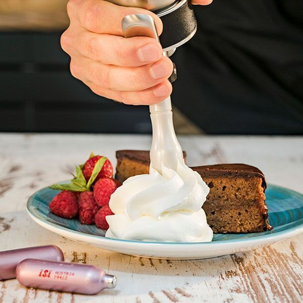 Сифон для сливок «Крим профи»;сталь нерж.,пластик;1л;D=90,H=295,B=115мм;металлич.,черный (Цвет: серебристый)