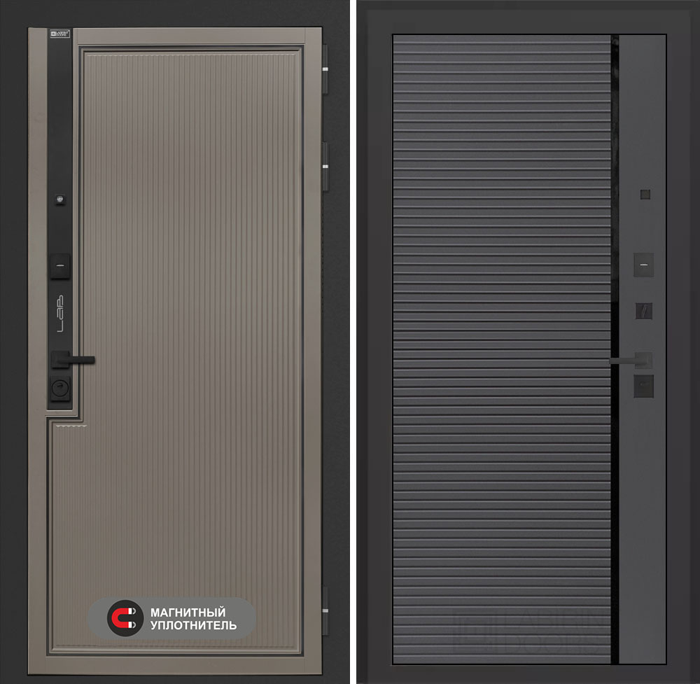 Входная дверь Лабиринт Лаб 1 Про - 22 Графит софт черная вставка