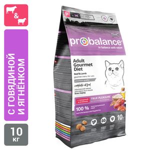 Сухой корм ProBalance Gourmet Diet для взрослых кошек с говядиной и ягненком
