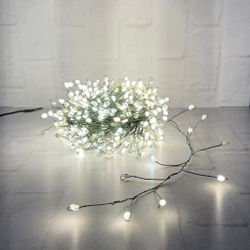 Гирлянда 1.5м Snake Light Капли Макро на зеленом проводе 600 ламп теплый белый свет