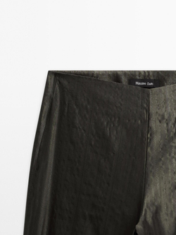 Massimo Dutti Расклешенные жаккардовые брюки со средней посадкой, темно-зеленый