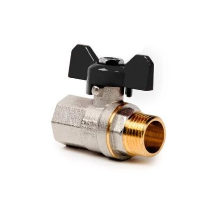 Кран шар латунный 1/2" вн/нар PN40 ручка бабочка (27928)