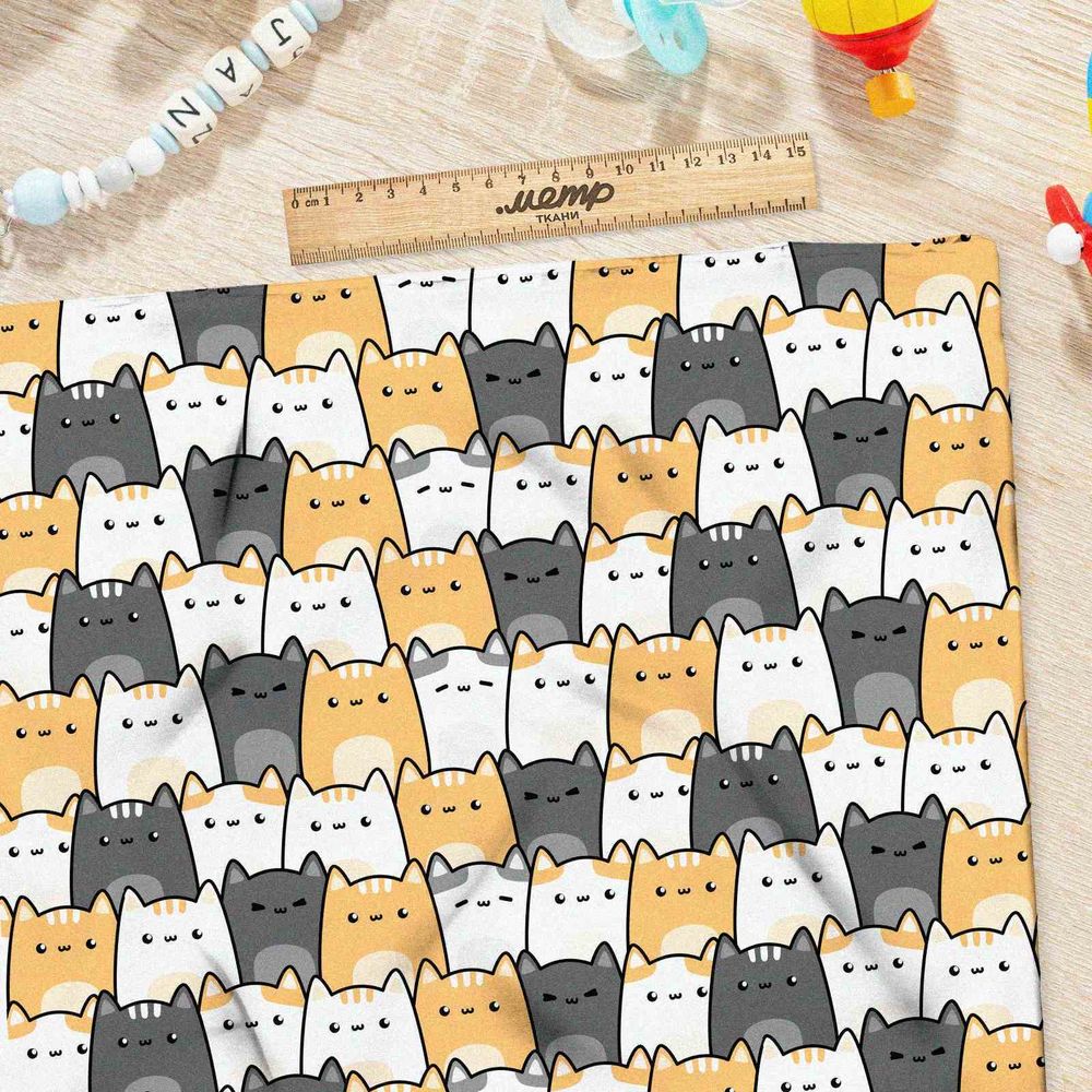 Ткань таффета толпа котиков