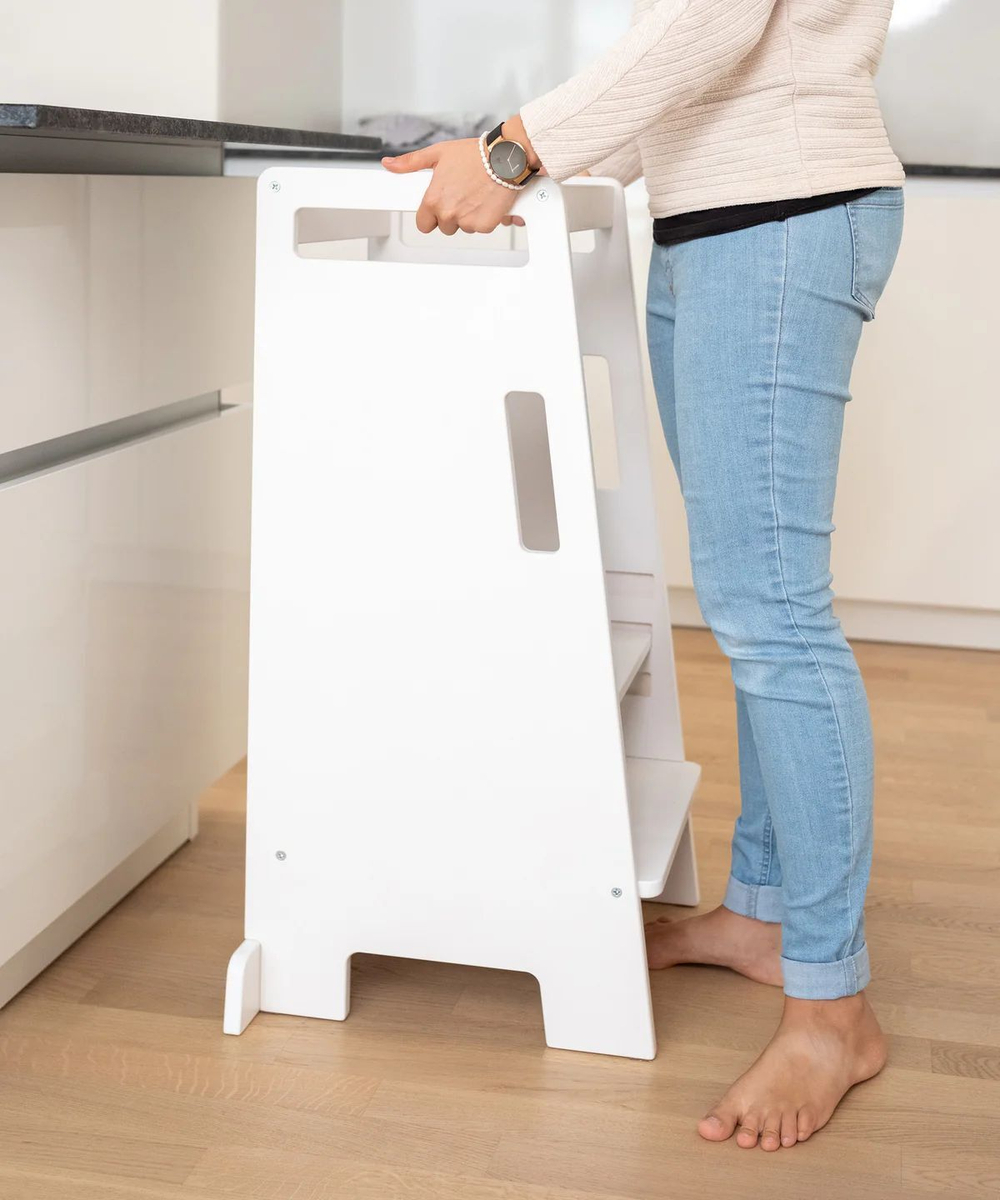 стульчик переносной, степ-стул с ручками, стул для детей высокий белый воск