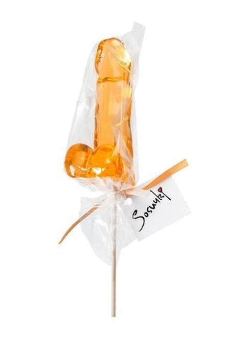 Оранжевый леденец в форме пениса со вкусом аморетто