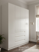 Шкаф 160х50х220, Марм, для одежды распашной 4 двери 3 ящика со штангой и полками, Dipriz