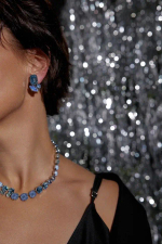 Клипсы Crezus, с кристаллами, CZ24-24E7 (голубой)