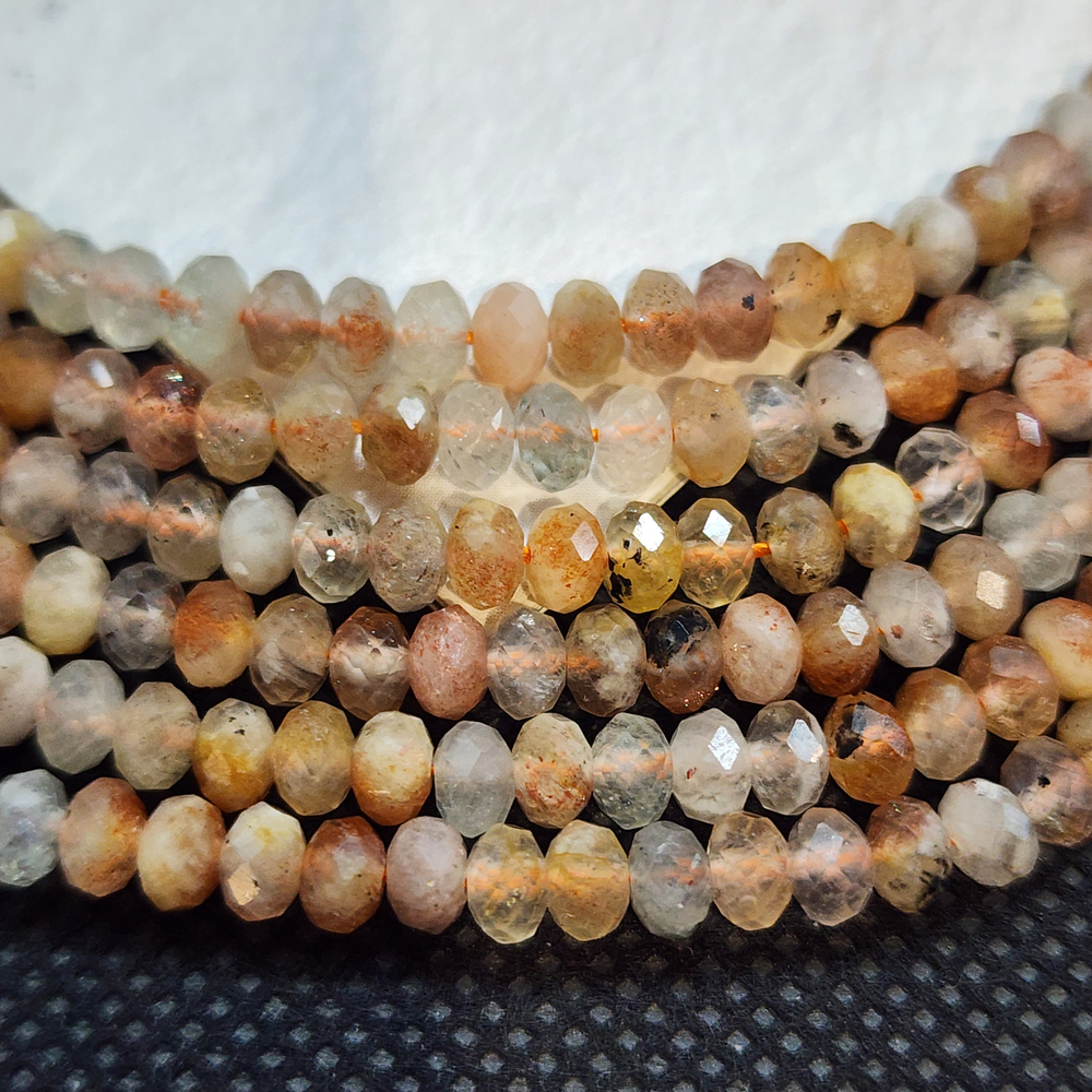 Солнечный камень, бусины рондель, огранка, 4.6×3.3мм, нить 19 см