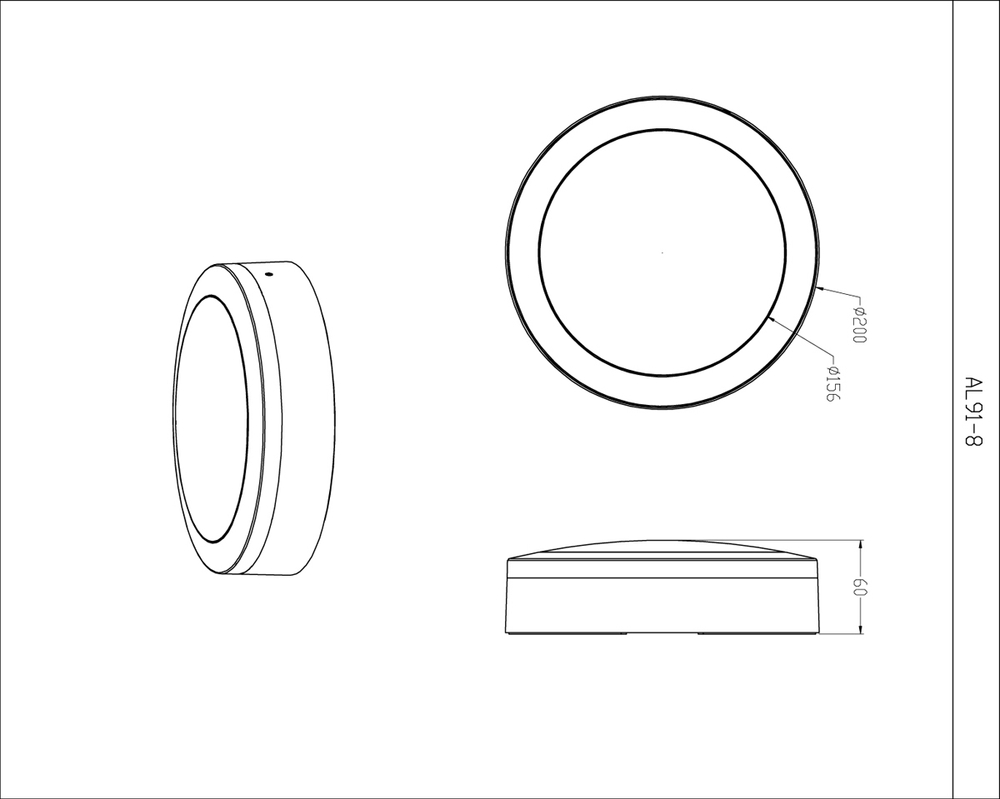 Ландшафтный светильник IP65,  D200xH60 мм,  12Вт,  3000/4000/5700К,  черный