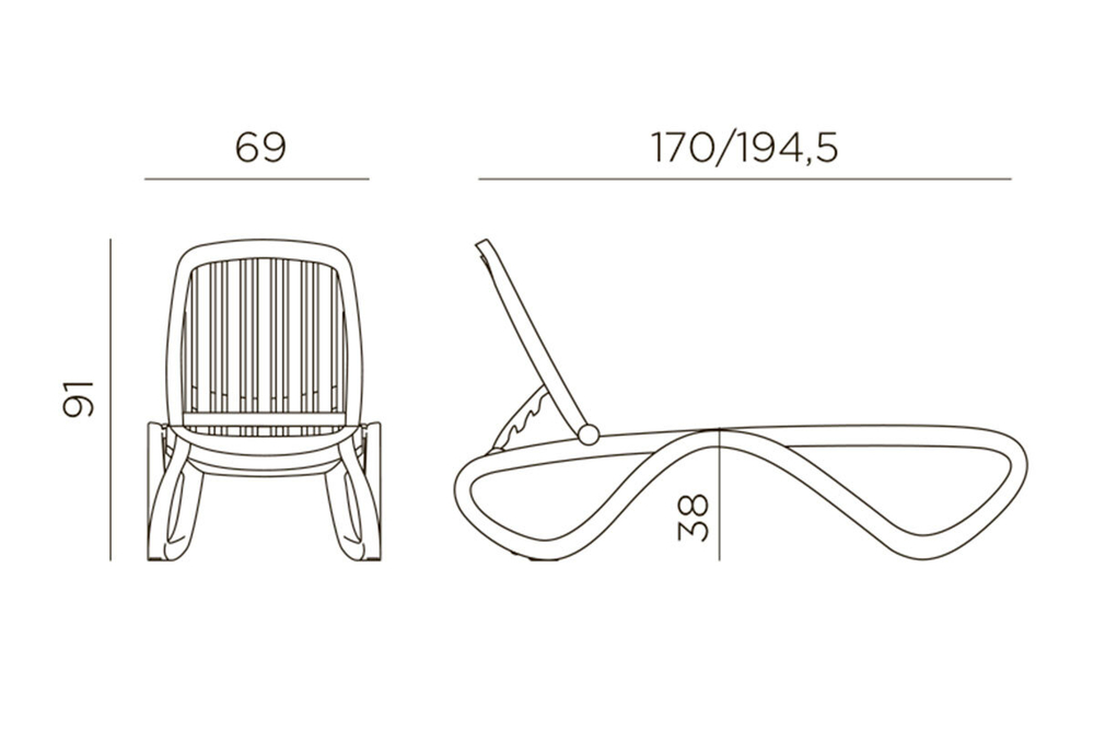 Шезлонг Nardi Tropico без подлокотников, белый