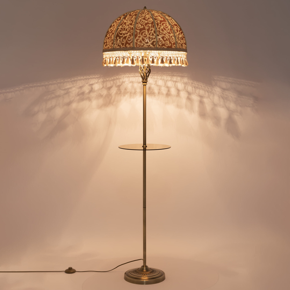 Citilux Базель CL407935T Торшер бронза со столиком и абажуром Вышивка