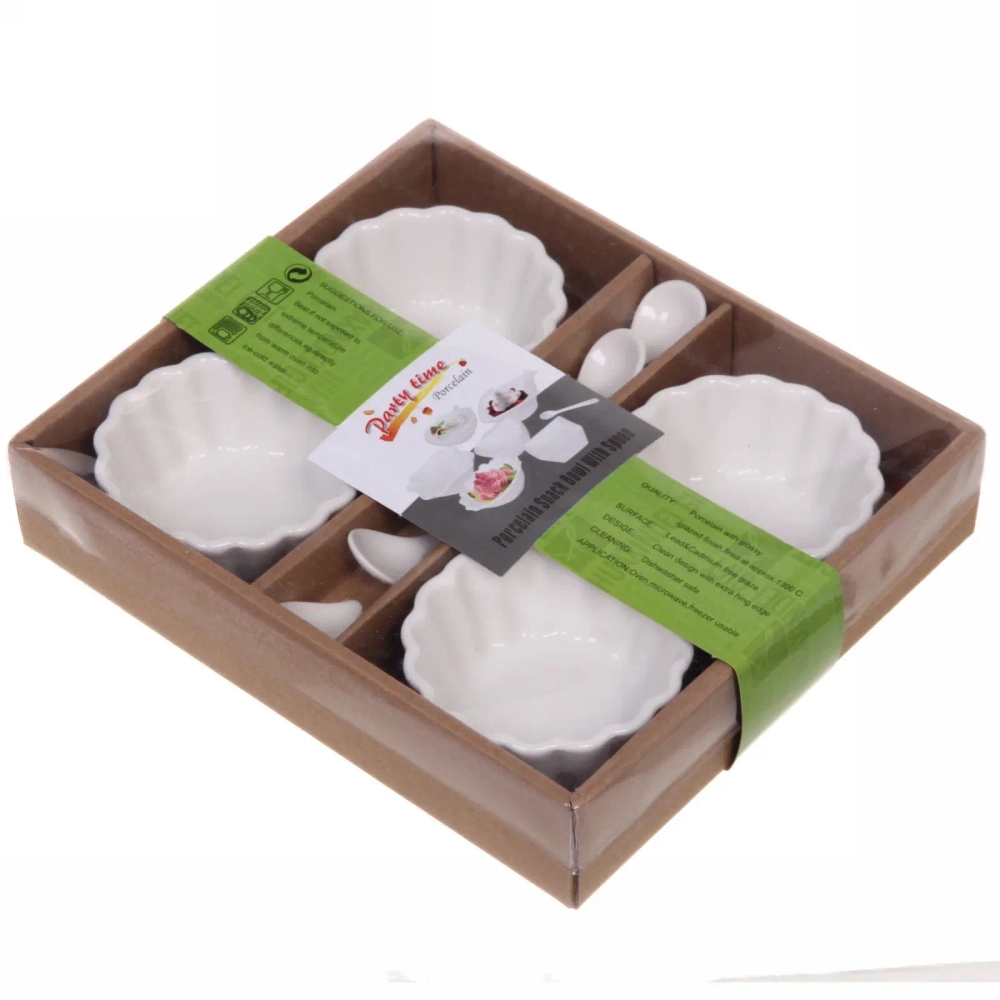 Набор соусников «White magic» 4шт с ложками «Кекс»