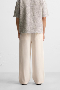 ZARA БРЮКИ-ДЖОГГЕРЫ КЛАССИЧЕСКОГО КРОЯ, ЭКРЮ