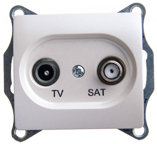 Розетка телевизионная проходная TV/SAT Glossa 4дБ механизм перламутр SchE GSL000698