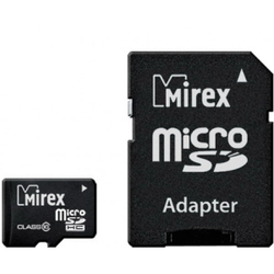 Карта памяти 8GB Class 10 MIREX +SD adapter