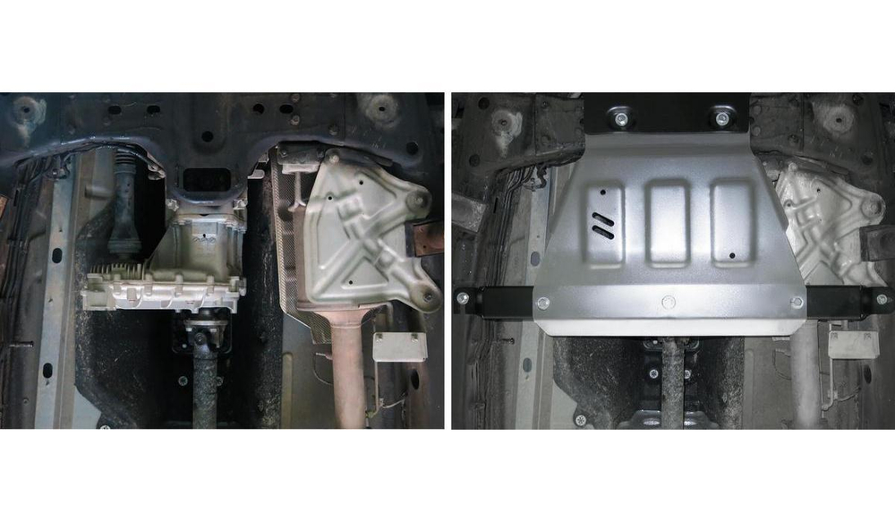 Защита РК Rival для Volkswagen Amarok I рестайлинг (V - 2.0D; 3.0D) 2016-2019, штампованная, алюминий 4 мм, с крепежом, 333.5857.1