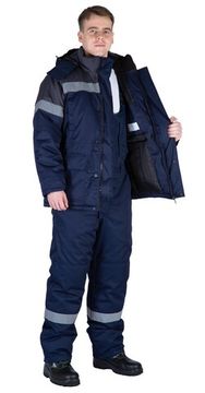 Костюм зимний "Байкит" с полукомбинезоном, т.синий/серый
