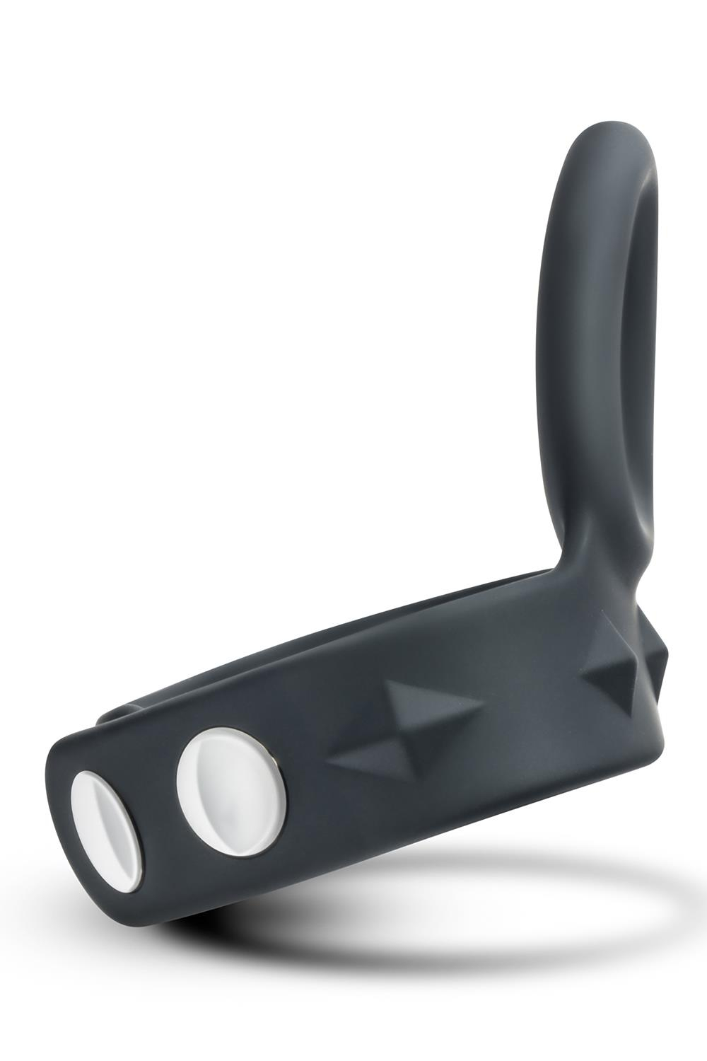 Черное эрекционное кольцо с подхватом мошонки на кнопках VS6 (Цвет: черный)