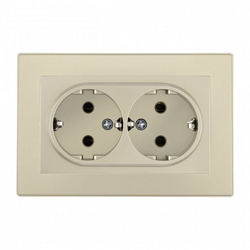 Розетка двойная с заземлением и со шторкой Arte Milano SET06-2 SET06-double-40-2 shampan