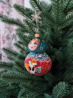 Стеклянная матрешка Танечка с лисичкой