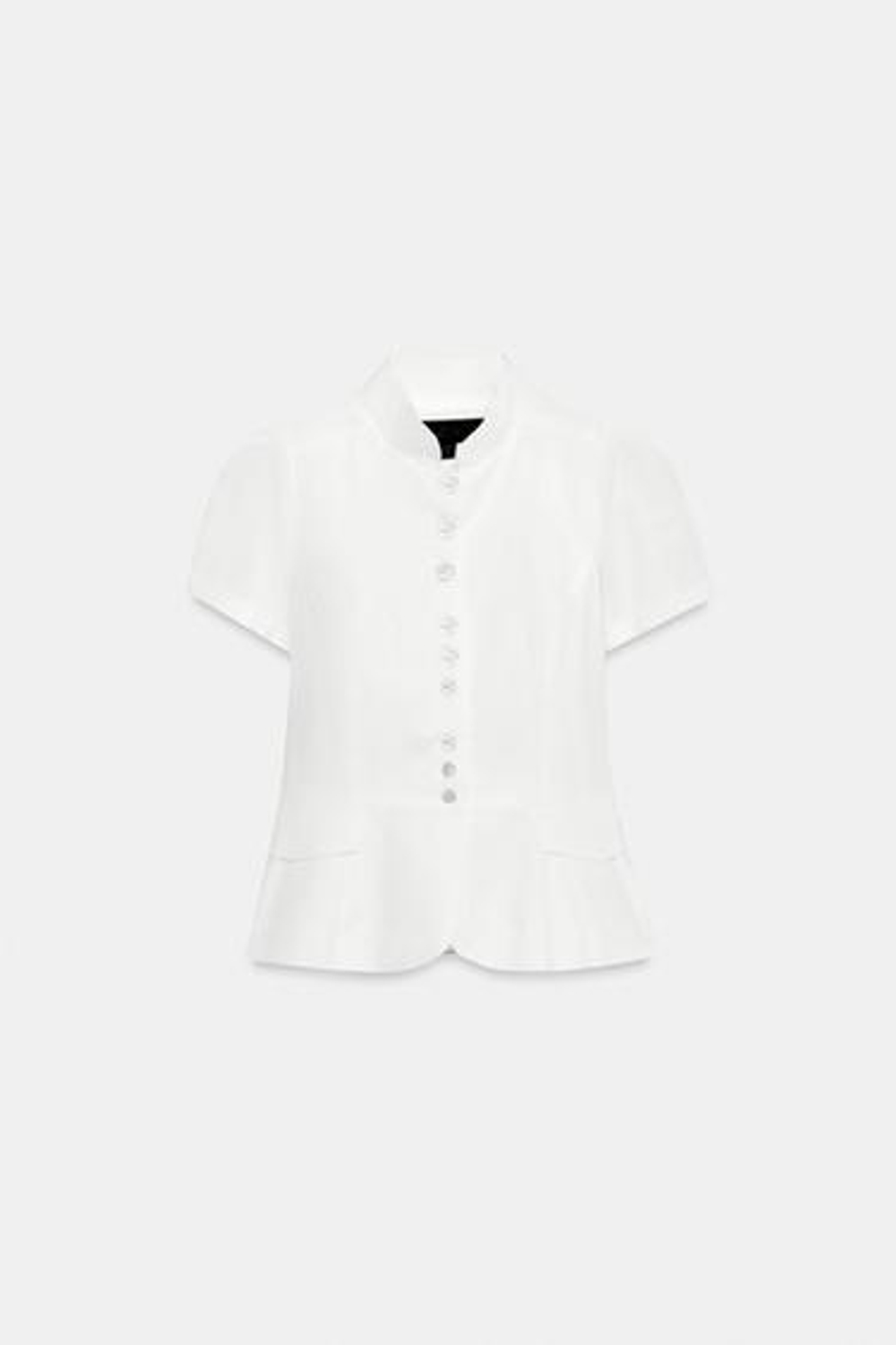 ZARA ТОП С КОРОТКИМИ РУКАВАМИ И ПУГОВИЦАМИ, БЕЛЫЙ