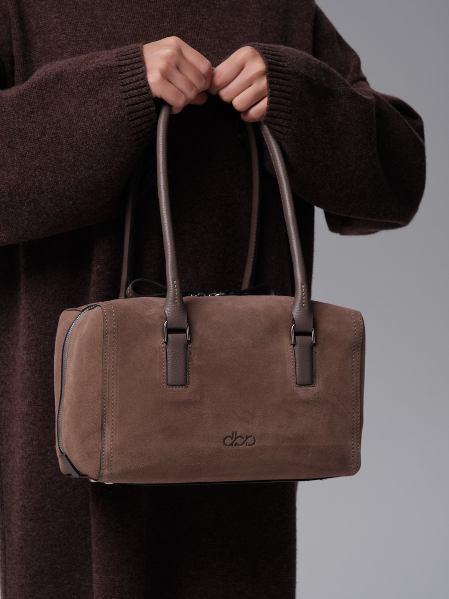 Замшевая сумка DBR 31333 серо-коричневый велюр