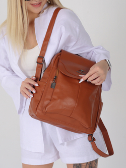 Рюкзак женский кожаный, коричневый