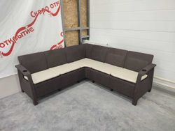 Угловой диван Yalta Corner Set под ротанг для лаунж зоны  с подушками на сиденье