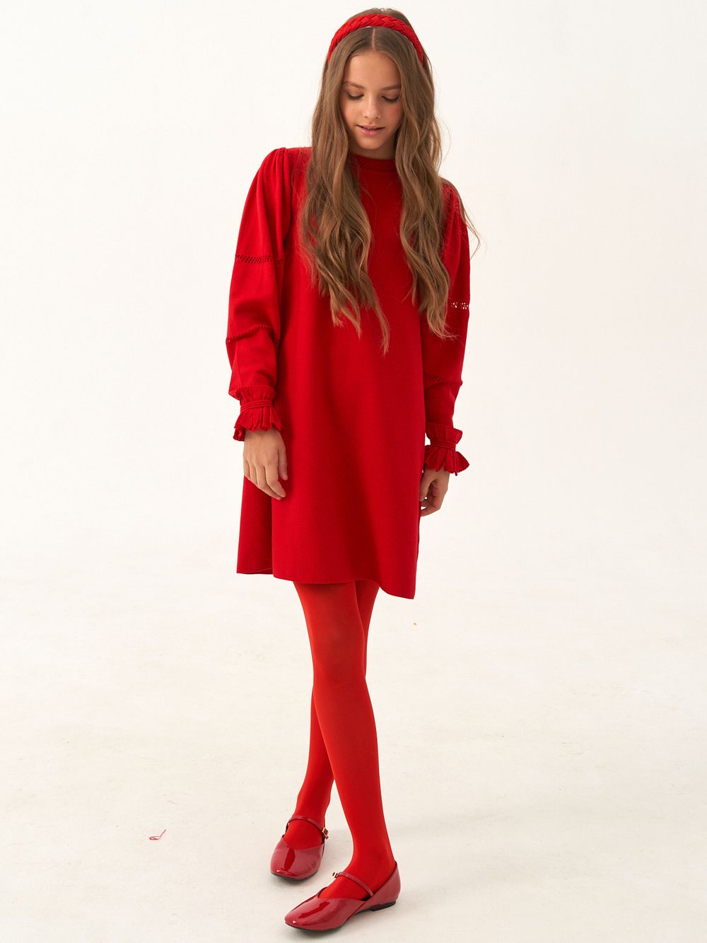 Платье для девочки с длинным рукавом AT1039 красный