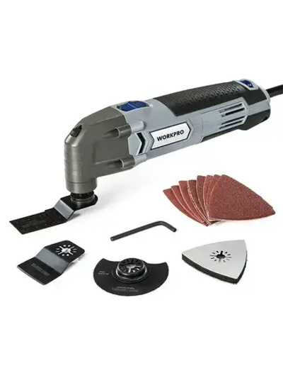Осциллирующий многофункциональный инструмент 300 Вт, 6 регулируемых скоростей с аксессуарами 16 шт