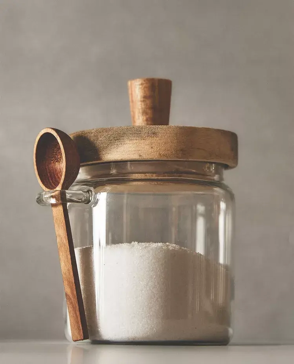 ZARA HOME САХАРНИЦА ИЗ ТЕРМОСТОЙКОГО СТЕКЛА И ДЕРЕВА, СВЕТЛО-БЕЖЕВЫЙ