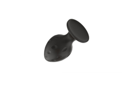 Черная малая силиконовая анальная пробка с рельефом в виде углублений