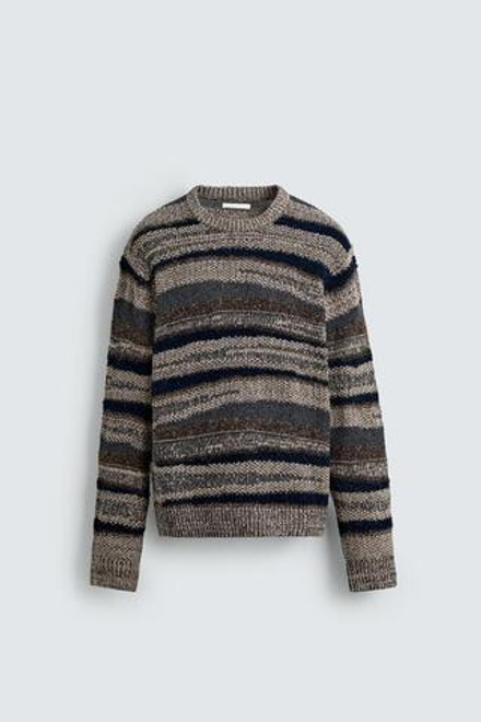 ZARA ЖАККАРДОВЫЙ СВИТЕР В ПОЛОСКУ, ПОЛОСКИ