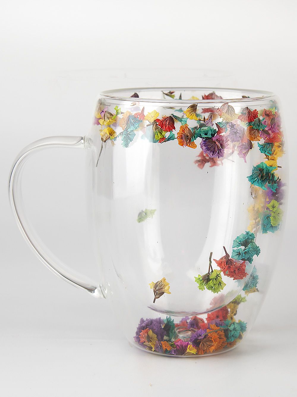 Кружка с двойными стенками и декором внутри v=350мл (боросиликатное стекло) (подарочная упаковка)