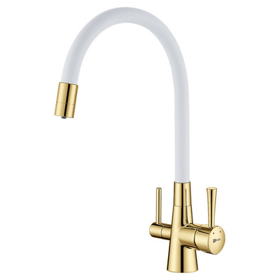 смеситель кухня LEMARK Comfort с подключением фильтра золото/белый LM3075G-White