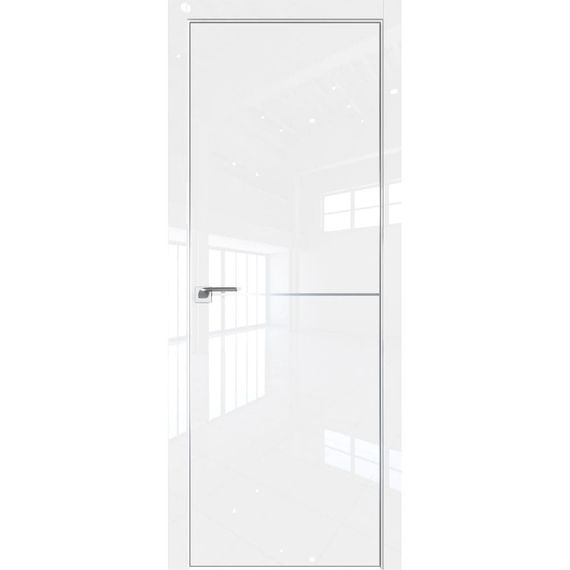 Межкомнатная дверь глянцевая Profil Doors 16LE белый люкс с алюминиевым молдингом