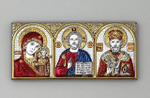 Спаситель, Казанская БМ, Николай Чудотворец, триптих, эмаль, 46х101