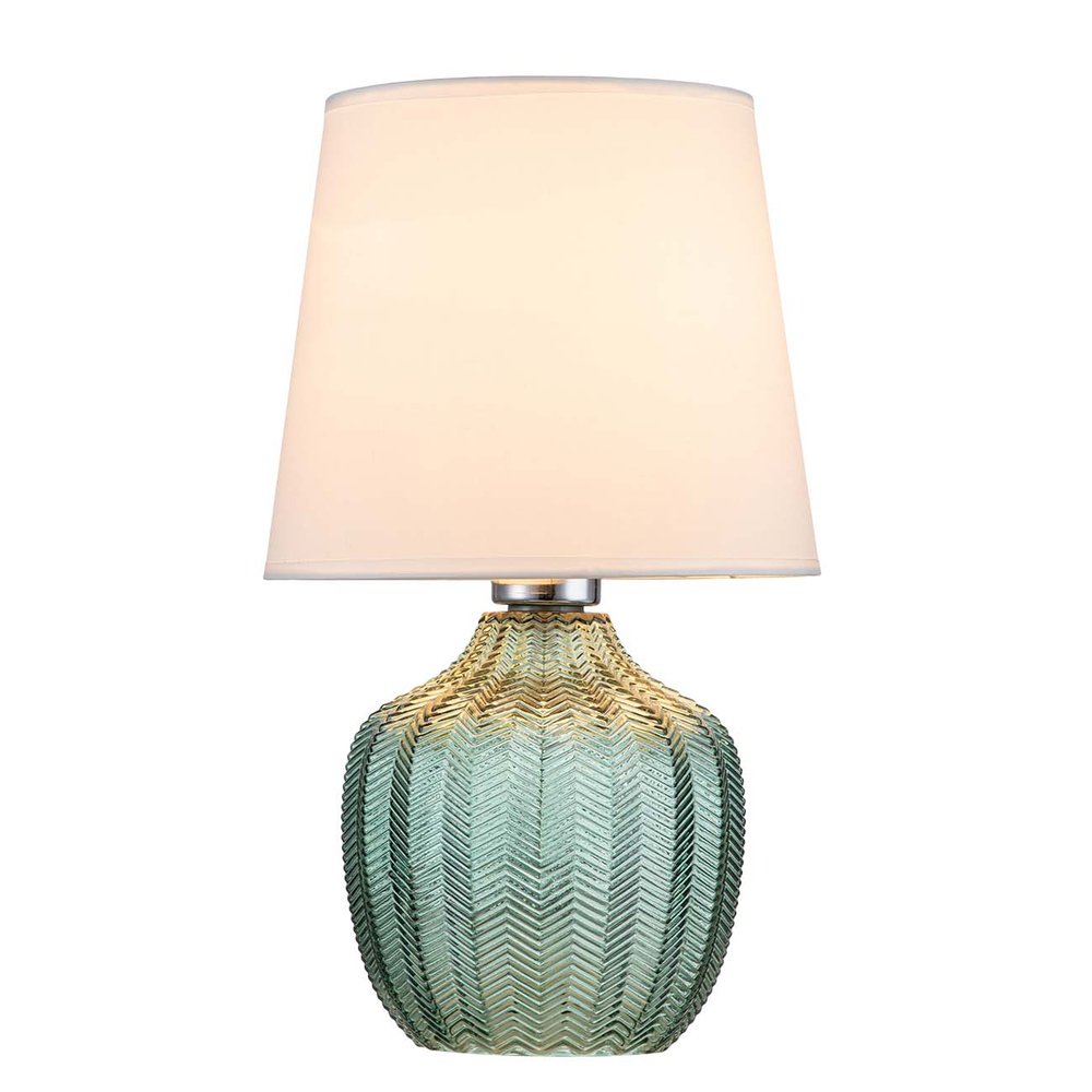 Настольный светильник 1х40Вт E27, стекло/ткань, зеленый