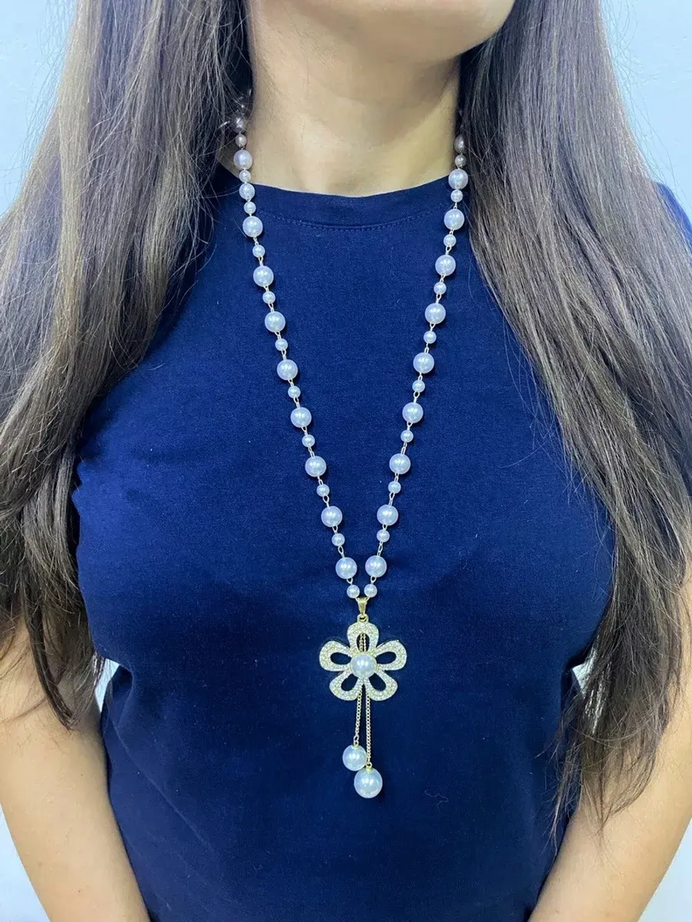 Длинное ожерелье с искусственным жемчугом бусы с подвеской