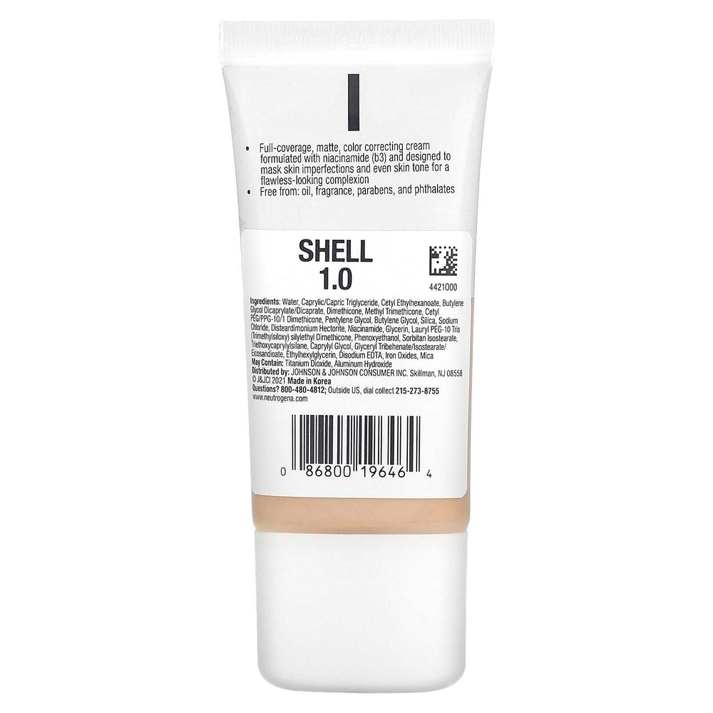 Neutrogena, Flawless матирующий CC-крем, прозрачное покрытие, 1.0 оболочка, 28 г (1 унция)