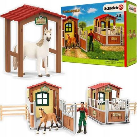 Фигурки Schleich Farm World - Игровой набор стойла для лошадей с фигурками - Шляйх ферма 72116