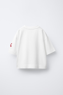 ZARA ФУТБОЛКА С НАДПИСЬЮ И ПРИНТОМ «НОМЕР», БЕЛЫЙ