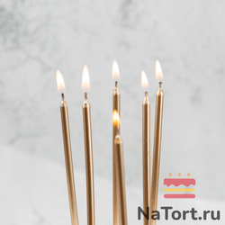 Набор свечей для торта «Happy Birthday, 6 в 1», бронзовый металлик