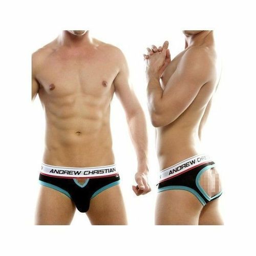 Мужские трусы джоки хлопковые c вырезом спереди Andrew Christian Jock Black