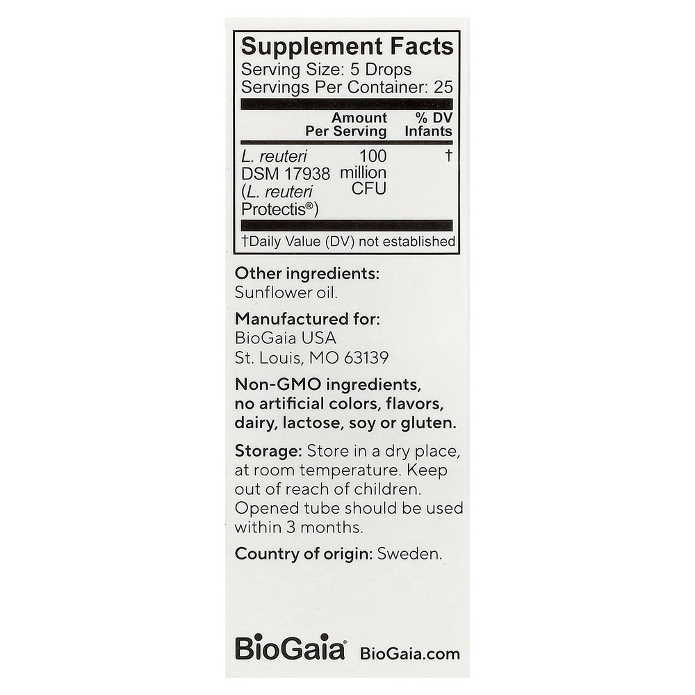 BioGaia, Protectis® Baby, пробиотик в каплях для детей, 100 млн КОЕ, 5 мл (0,17 жидк. унции)